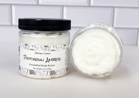 Patchouli Amber Emulsified Shea Butter Body Butter; Lotion